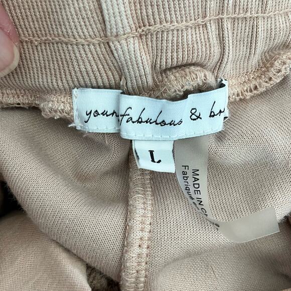 Young Fabulous & Broke Ollie Y2K High-Waist Velour Tan Comfy Jogger Pants M/L - Picture 4 of 15